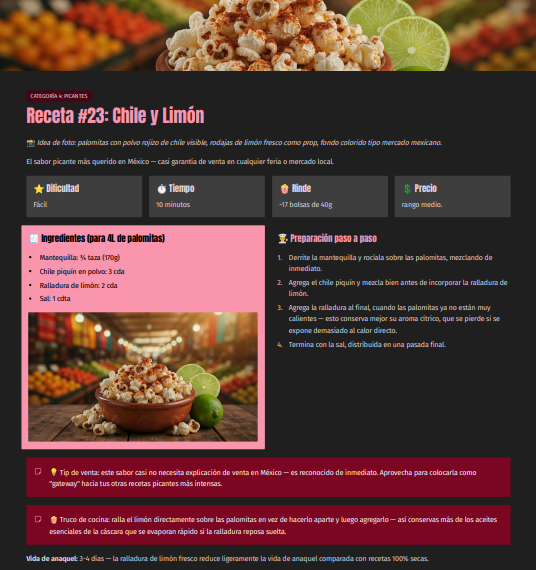 Página interior de la guía: Receta #23 Chile y Limón