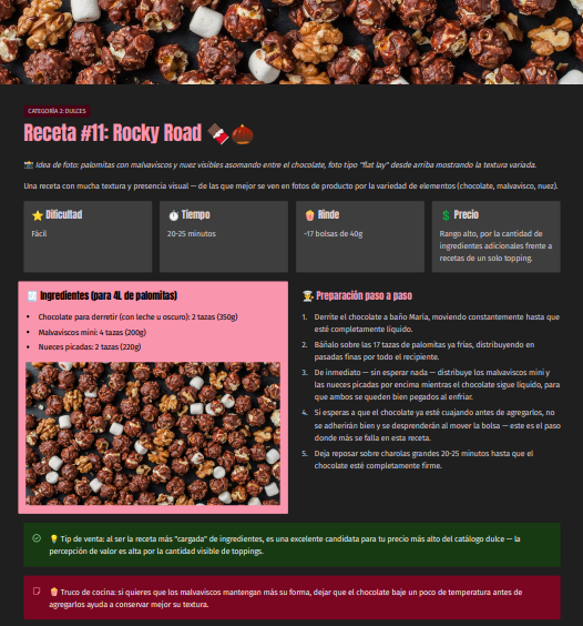 Página interior de la guía: Receta #11 Rocky Road